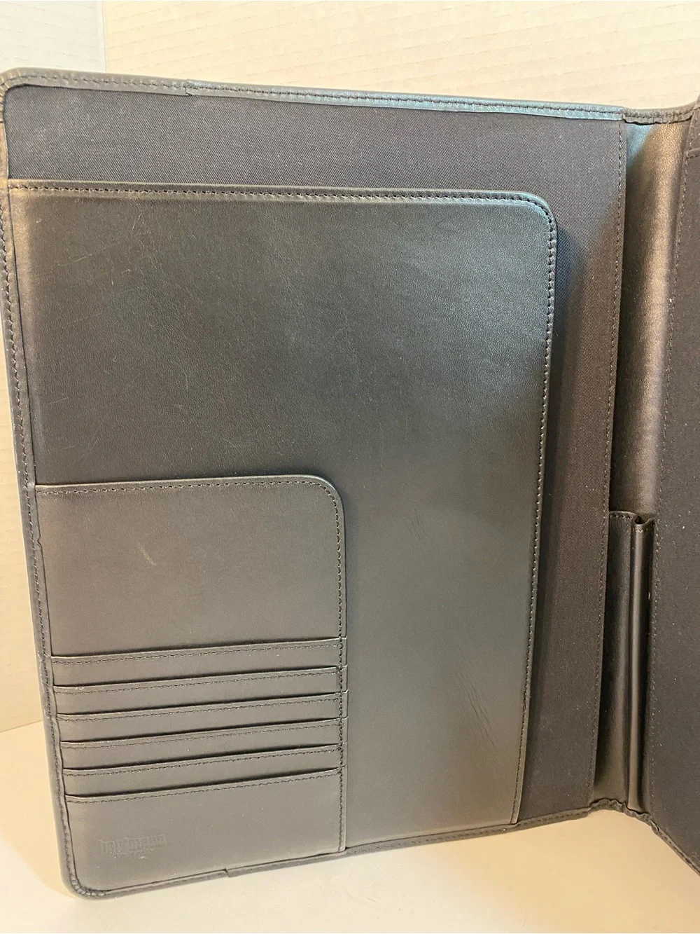 HARTMANN Black Leather Padfolio Tablet Pad Holder